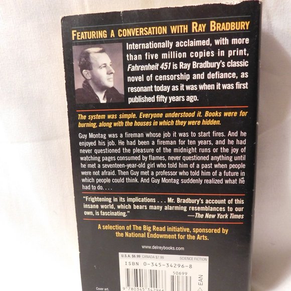 Ray Bradbury FAHRENHEIT 451 The 50th Anniversary Edition Paperback Book - Picture 2 of 6